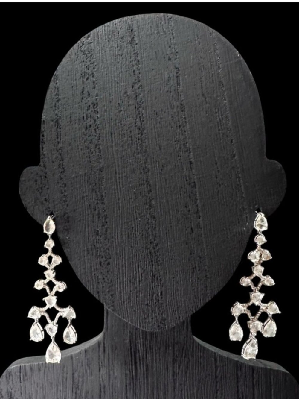 Chandelier Earrings Silver Tone Sparkling Rhinestones 2.5 Inch Length Womens
